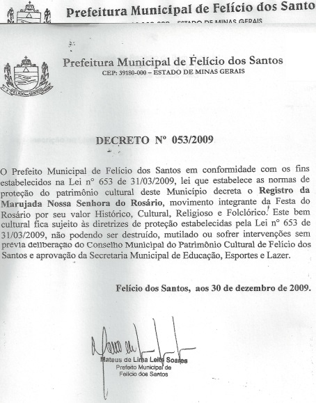 Decreto De Registro Marujada Nossa Senhora Do Ros Rio Joaquim Fel Cio